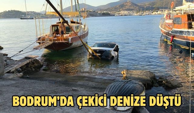 Bodrum’da Çekici Denize Düştü