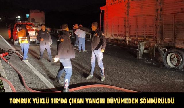 Tomruk yüklü TIR’da çıkan yangın büyümeden söndürüldü