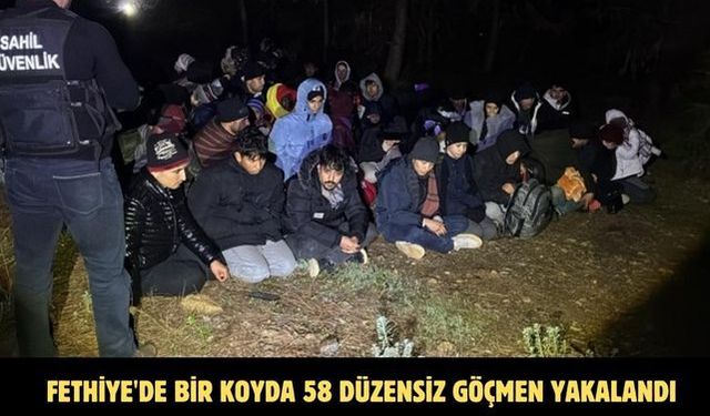 Fethiye'de bir koyda 58 düzensiz göçmen yakalandı