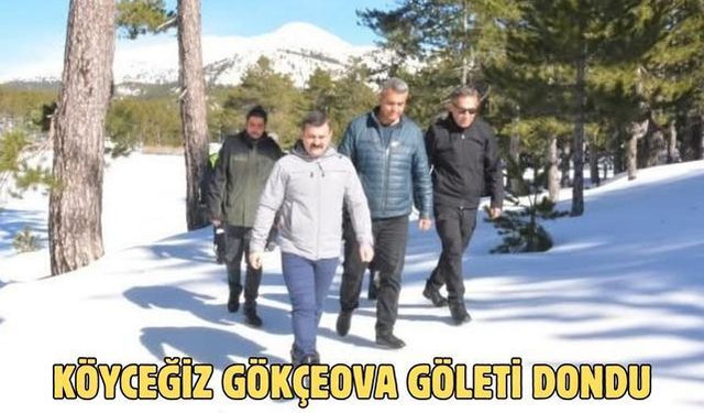 Köyceğiz Gökçeova Göleti dondu