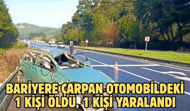 Bariyere çarpan otomobildeki 1 kişi öldü, 1 kişi yaralandı