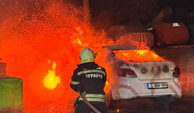 Bodrum'da otomobilde çıkan yangın söndürüldü