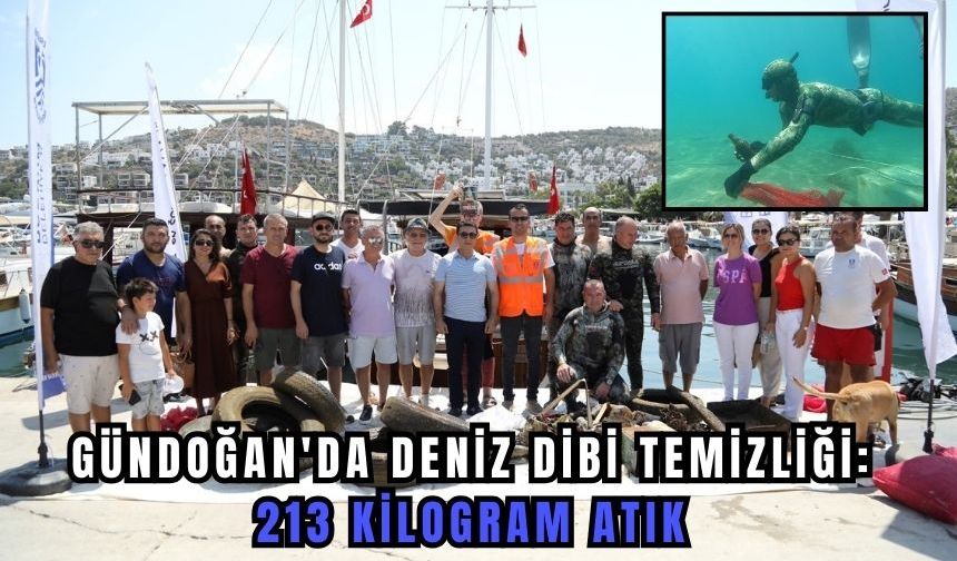 Gündoğan'da deniz dibi temizliği: 213 kilogram atık