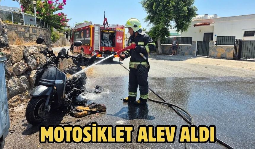 Motosiklet Alev Aldı