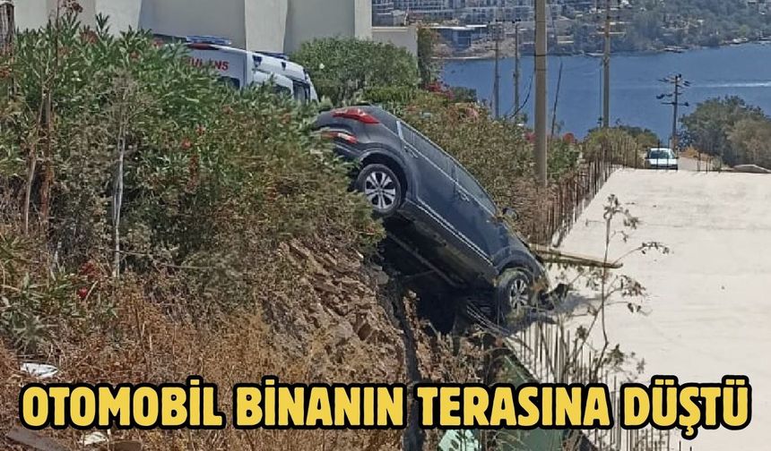 Otomobil Binanın Terasına Düştü