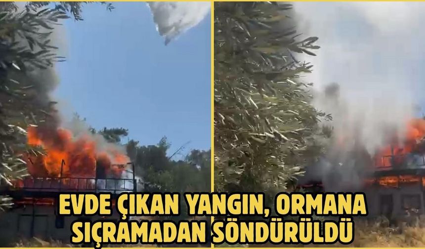 Evde çıkan yangın, ormana sıçramadan söndürüldü