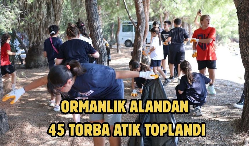 Ormanlık alandan 45 torba atık toplandı