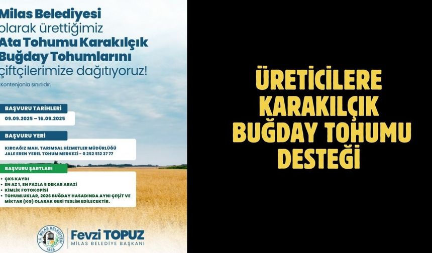 ÜRETİCİLERE KARAKILÇIK BUĞDAY TOHUMU DESTEĞİ