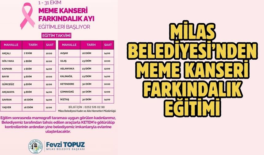 MİLAS BELEDİYESİ’NDEN MEME KANSERİ FARKINDALIK EĞİTİMİ