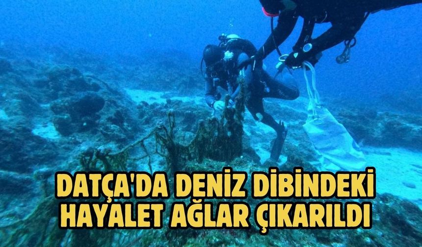 Datça'da deniz dibindeki hayalet ağlar çıkarıldı
