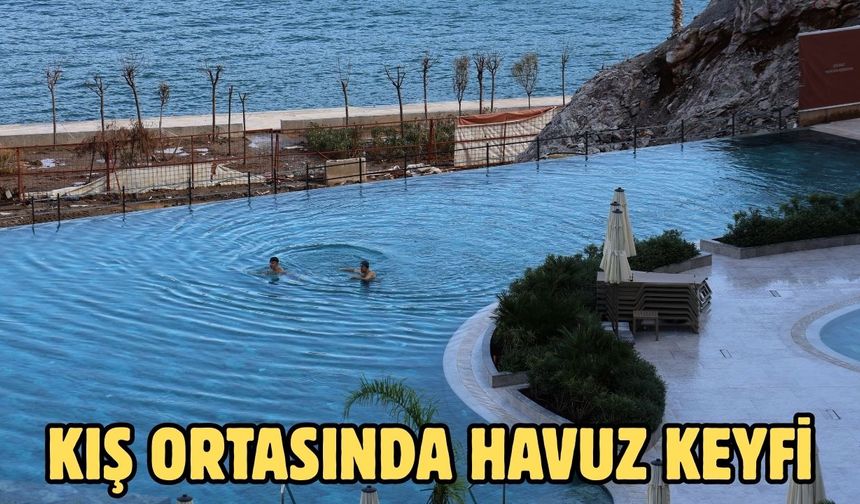 Kış ortasında havuz keyfi