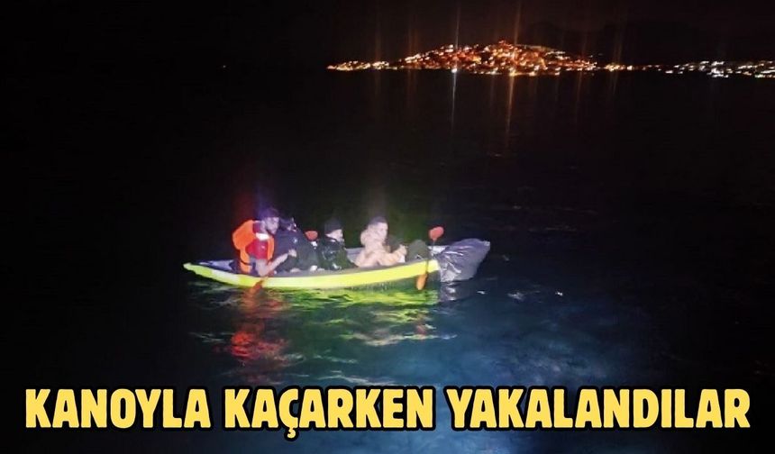 Kanoyla kaçarken yakalandılar