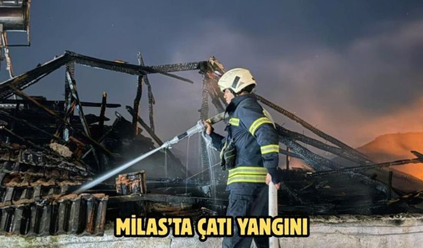 Milas’ta çatı yangını