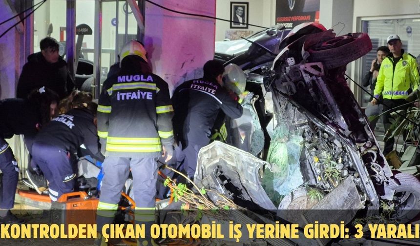 Kontrolden çıkan otomobil iş yerine girdi: 3 yaralı