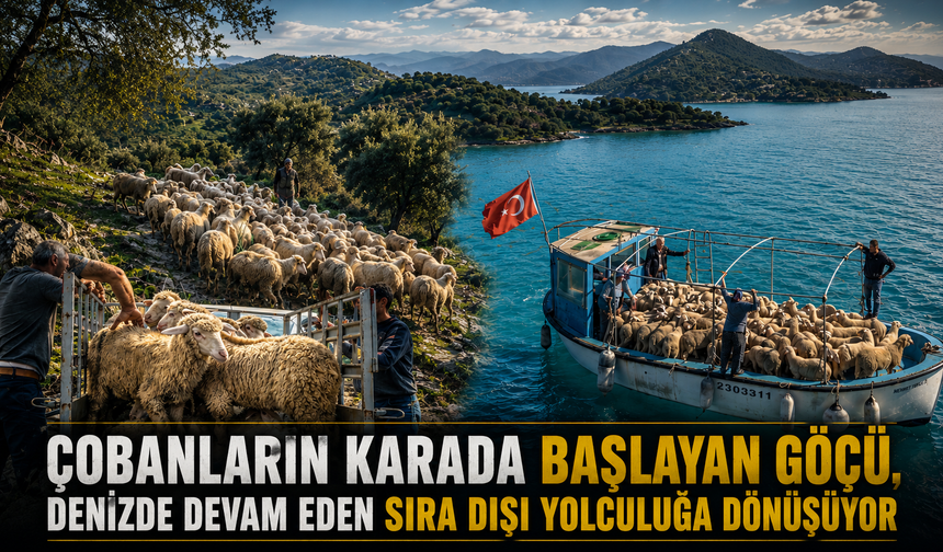 Çobanların karada başlayan göçü, denizde devam eden sıra dışı yolculuğa dönüşüyor