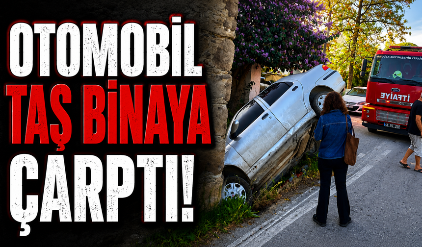 Otomobil taş binaya çarptı