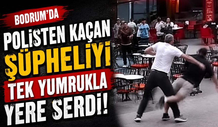 Polisten kaçan şüpheliyi tek yumrukla yere serdi