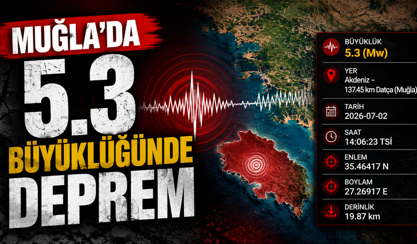 Muğla'da 5.3 büyüklüğünde deprem