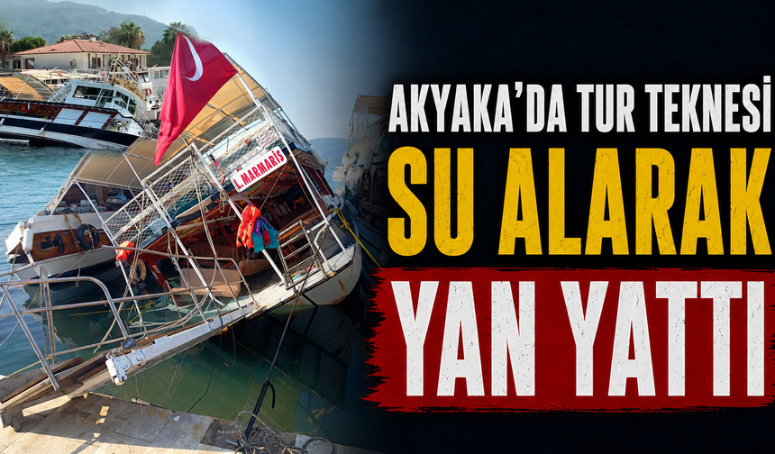 Akyaka’da tur teknesi su alarak yan yattı