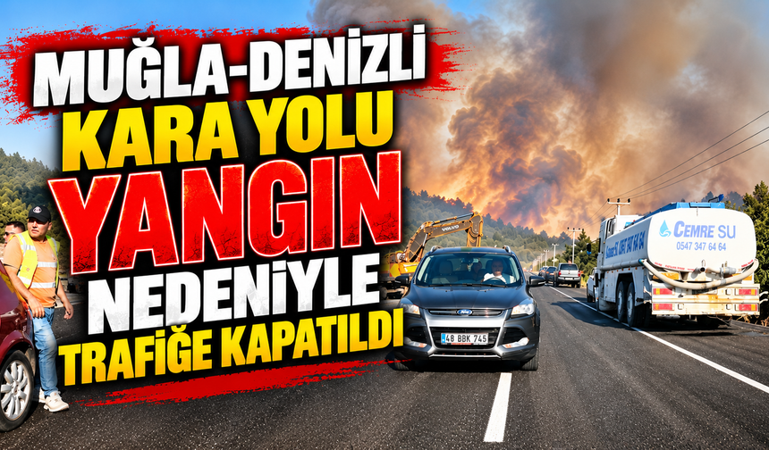 Muğla-Denizli kara yolu yangın nedeniyle trafiğe kapatıldı