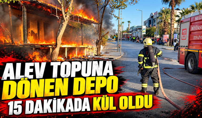 Alev topuna dönen depo 15 dakikada kül oldu