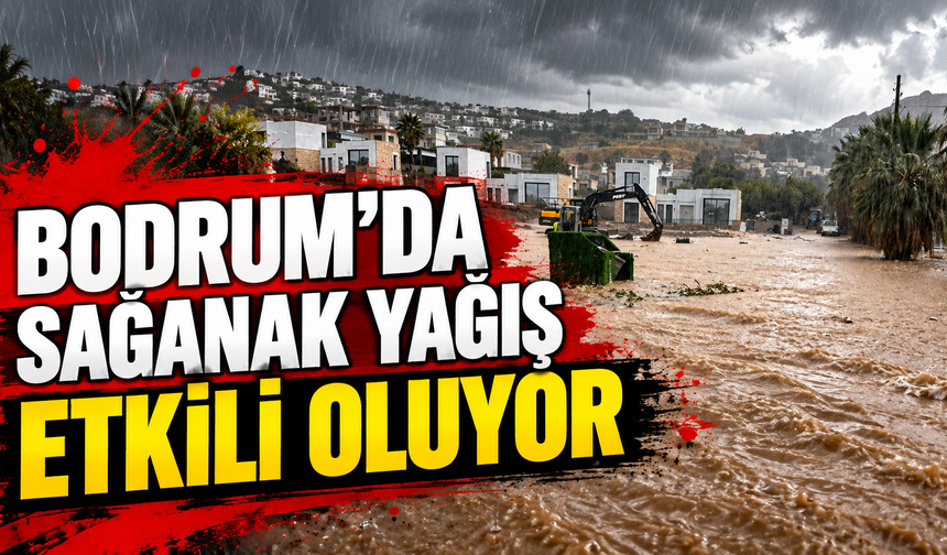 Bodrum’da sağanak yağış etkili oluyor