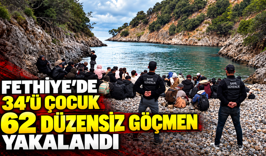 Fethiye’de 34’ü çocuk 62 düzensiz göçmen yakalandı