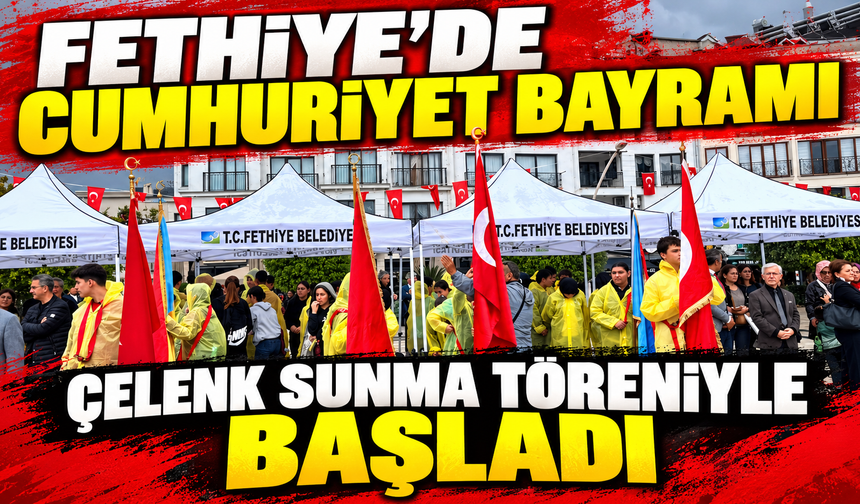 Fethiye'de Cumhuriyet Bayramı coşkusu çelenk sunma töreniyle başladı