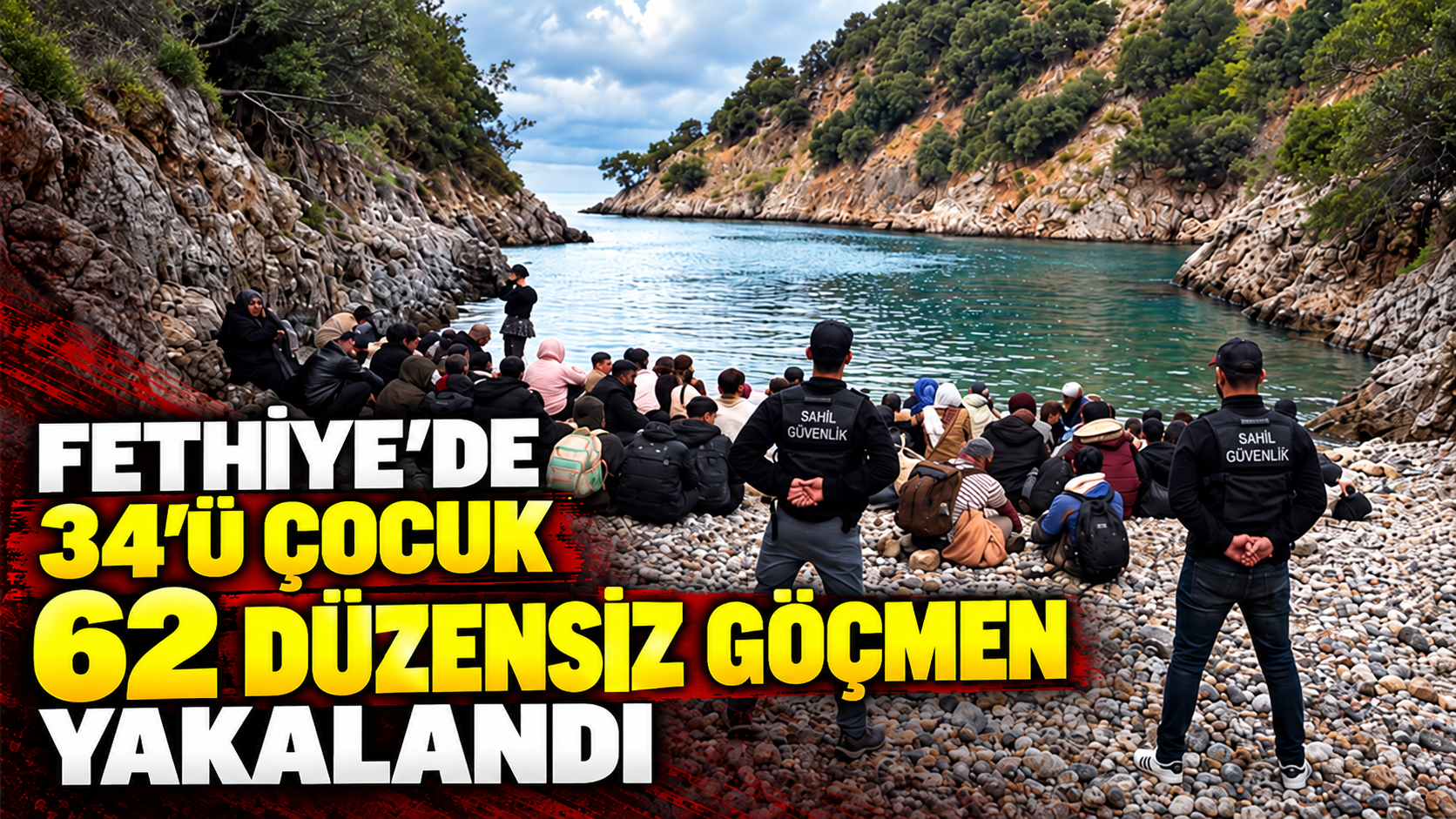 Fethiye’de 34’ü çocuk 62 düzensiz göçmen yakalandı